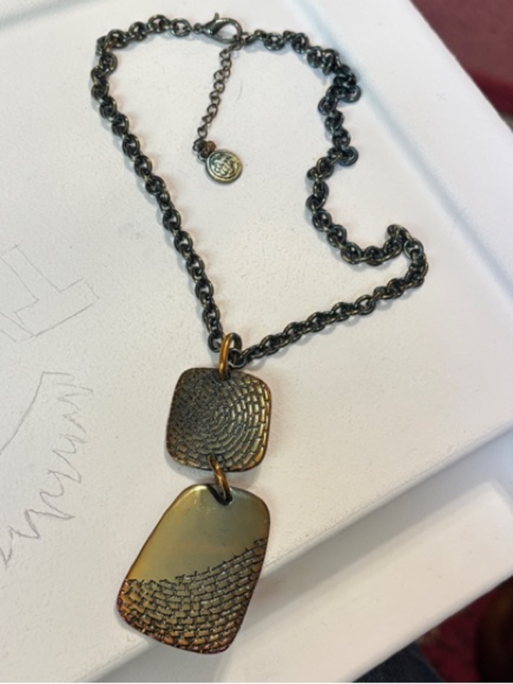 Dana Buchman Bronze-Tone Textured Double Pendant Necklace